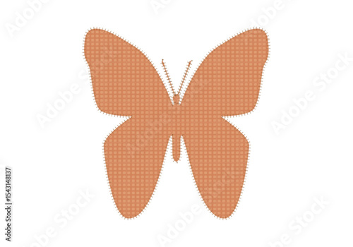 Bronze Butterfly Silhouette with Textured Fill Isolated on White Background | Delicate Insect Graphic for Nature-Themed Designs and Spring Marketing