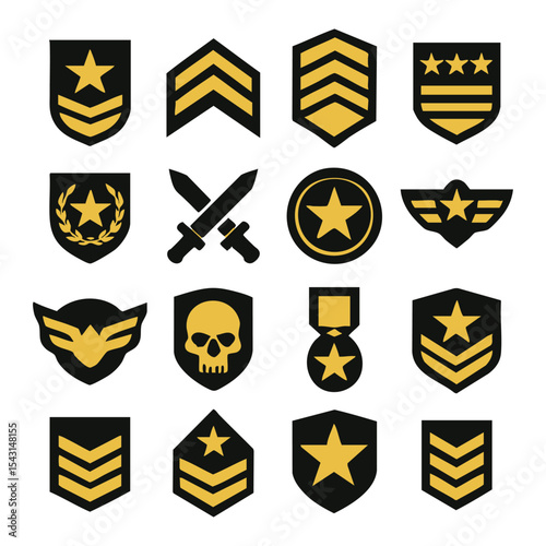 Military Ranks and Emblems Yellow & Black Set