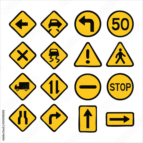 Traffic and Road Signs Icon Collection