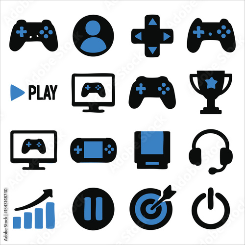 Gaming Icons Set – Controllers and UI Elements
