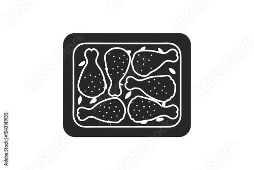Fried chicken icon  vector silhouette illustration isolated on white background