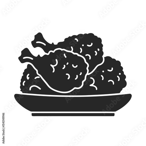 Fried chicken icon  vector silhouette illustration isolated on white background