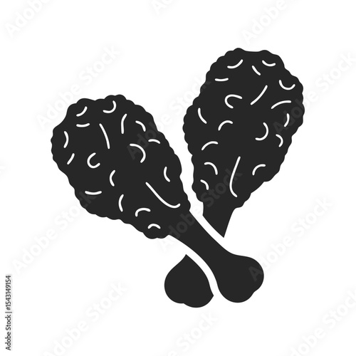 Fried chicken icon  vector silhouette illustration isolated on white background