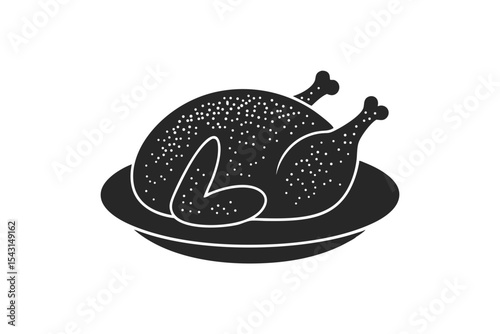 Fried chicken vector silhouette illustration isolated on white background