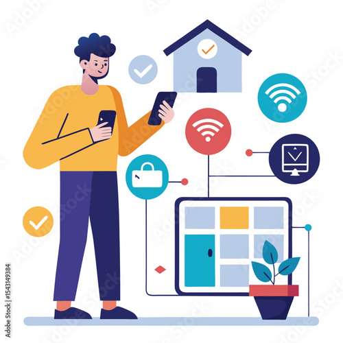 person configuring smart home device with phone