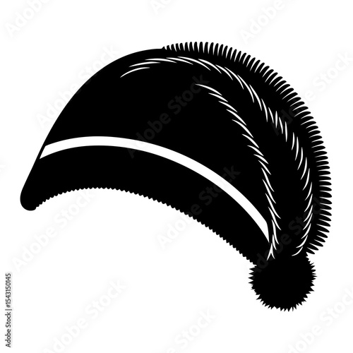 Festive Fur Cap Vector | Generative AI Linocut Silhouette Design