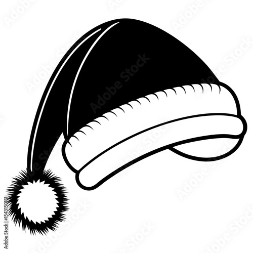 Festive Fur Cap Vector | Generative AI Linocut Silhouette Design