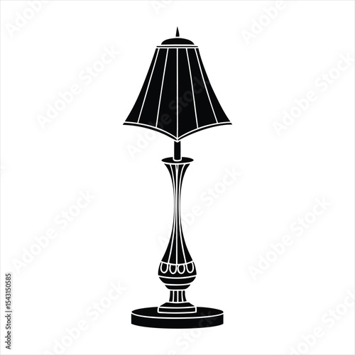 a vector Classic Table Lamp Silhouette design,white background. 
