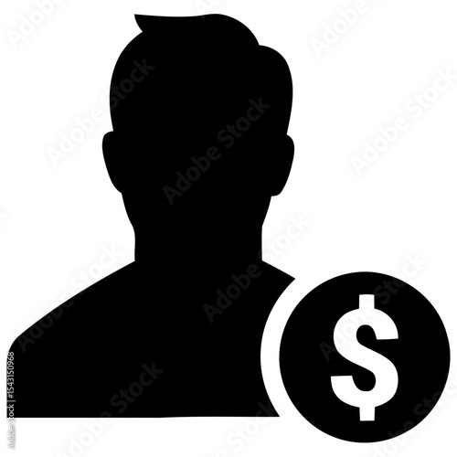silhouette of a man with dollar sign, customer icon vector