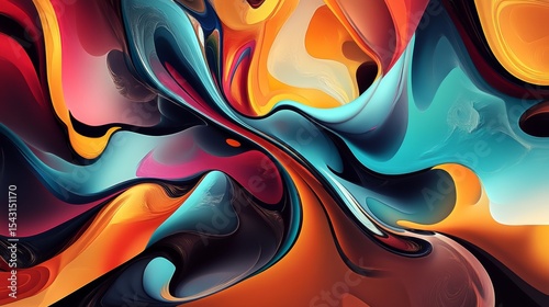 Colorful swirling abstract pattern blending warm and cool fluid tones.