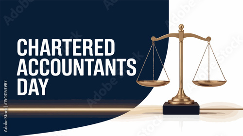 Chartered Accountants Day Banner with Golden Balance Scale Illustration