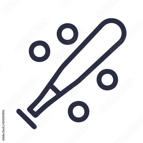Baseball bat with balls icon  in minimalist line art style  