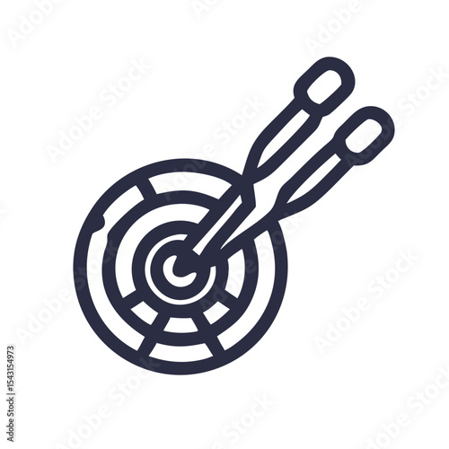 Dartboard with darts aiming at the bullseye icon in minimalist design  