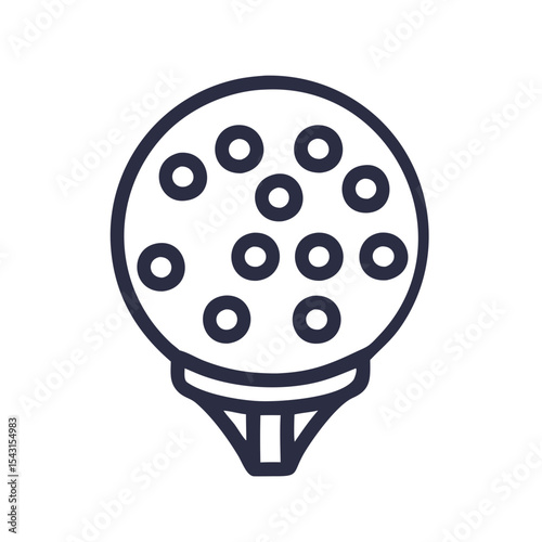 Golf ball on tee icon in minimalist style with simple line design  