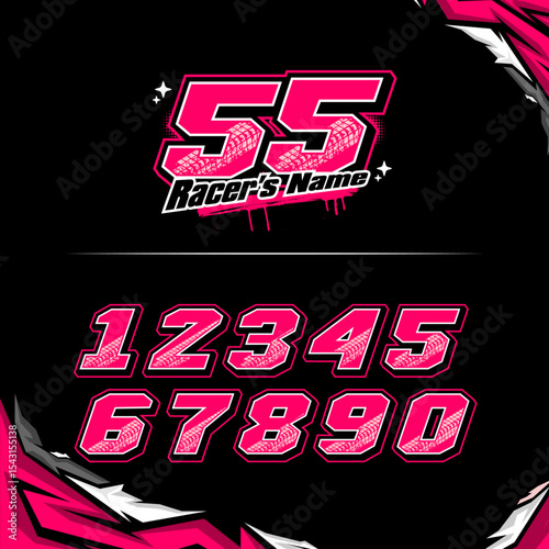 vector racing numbers for drag motorbikes and cars	