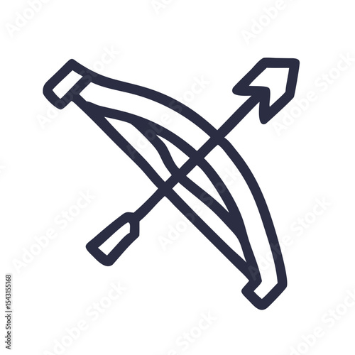 Bow and arrow icon in minimalist style  