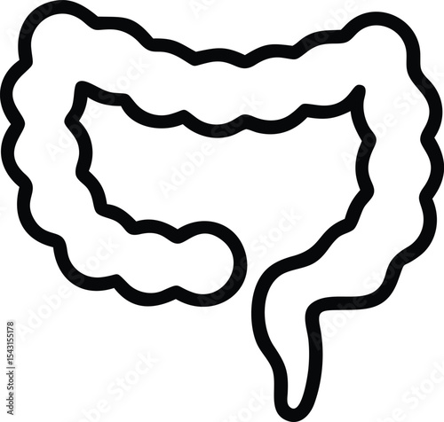 Human Intestine Anatomy Detailed Line Art Illustration