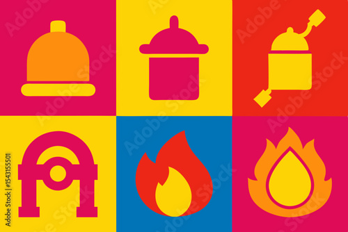 High-Quality Fire Safety Symbols and Equipment Icons for Design Projects