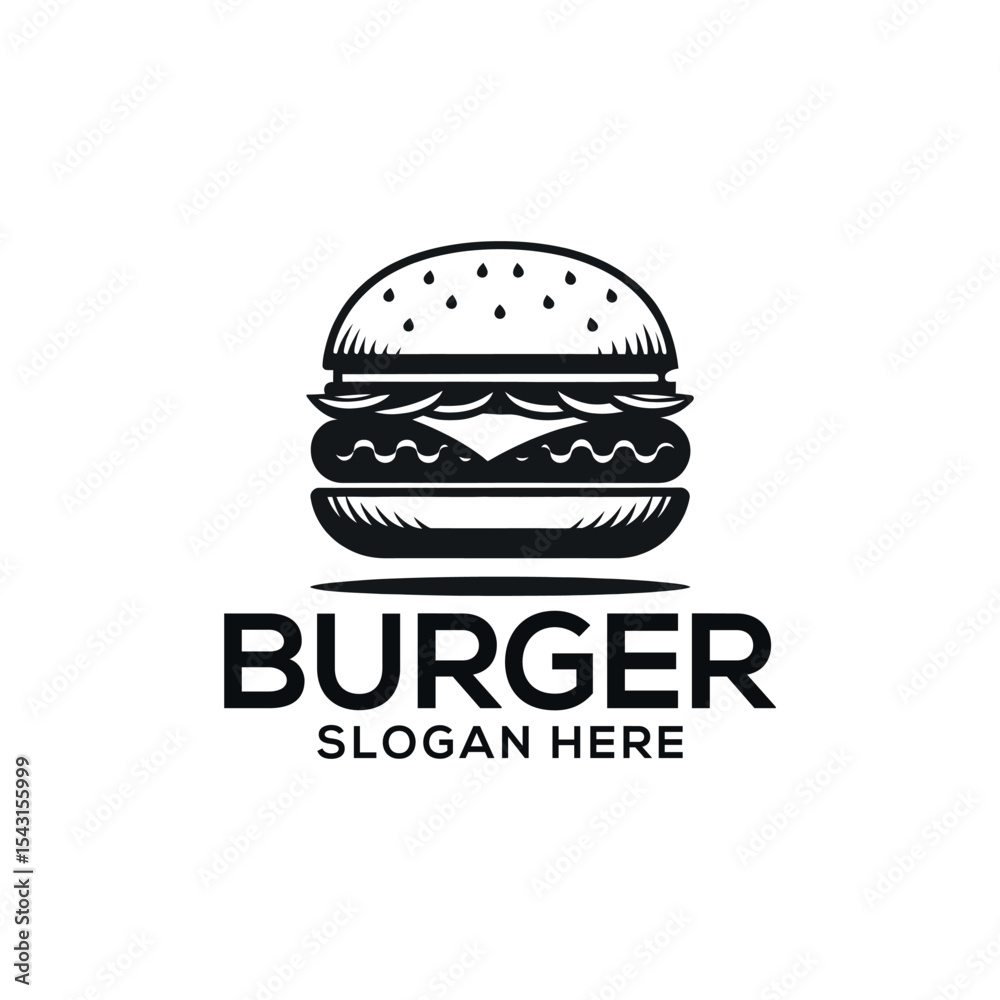 Fototapeta premium Burger silhouette logo vector line art logo design