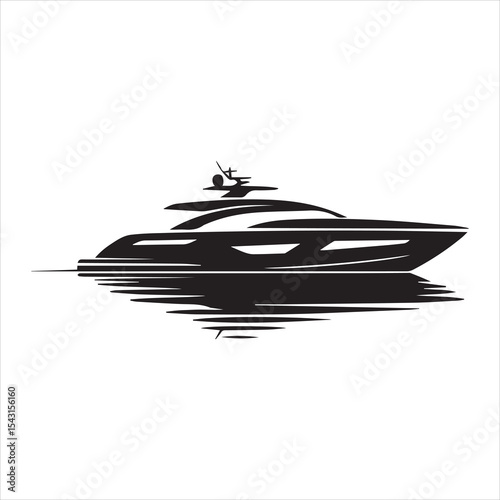 Modern Yacht Icon Silhouette Vector Design for Marine Travel Concepts
