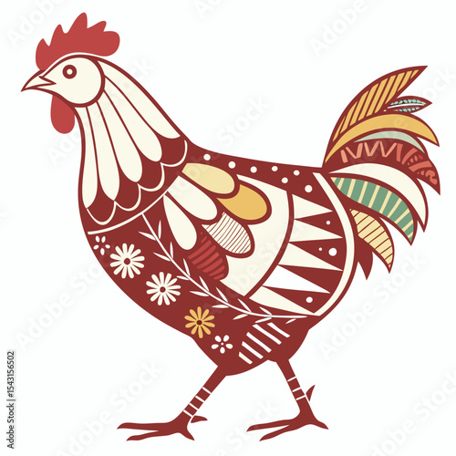 Chicken vector silhouette illustration isolated on white background