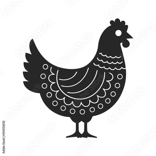 Chicken icon vector silhouette illustration isolated on white background