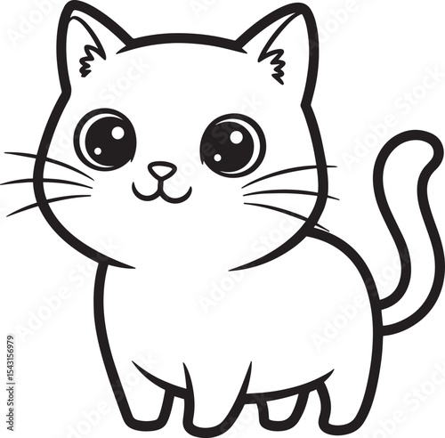 Vector art of a cute cartoon cat isolated on white background