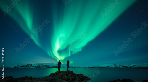 Iceland Looking Up at the Northern Lights in the Sky