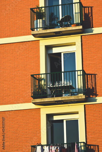 Spanish Balconies in Tarragona Sant Pere i Sant Pau Neighborhood from 1990s Apartment Block
