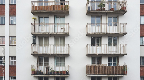 Strasbourg Cronenbourg District Close-Up of Residential Block Balconies