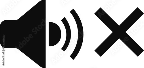 Vector art of mute sound icon isolated on white background