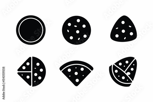 set of Chapati icon vector silhouette illustration isolated on white background
