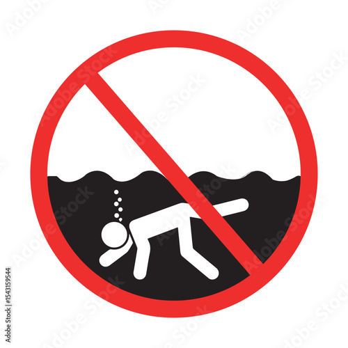 No Diving Allowed Sign - Prohibition Symbol for Water Safety