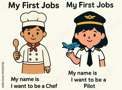  Editable “My First Jobs” Poster Chef & Pilot Kids Career Template for Nursery & Printables