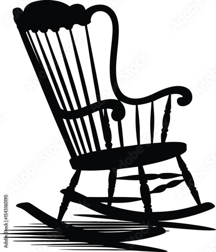 Vintage rocking chair silhouette illustration