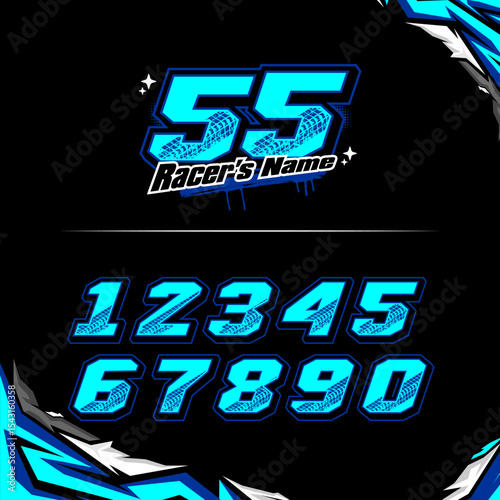 vector racing numbers for drag motorbikes and cars	