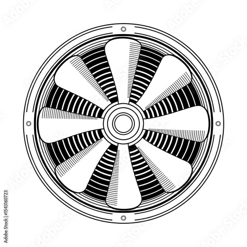 fan turbine vector style coloring page line art