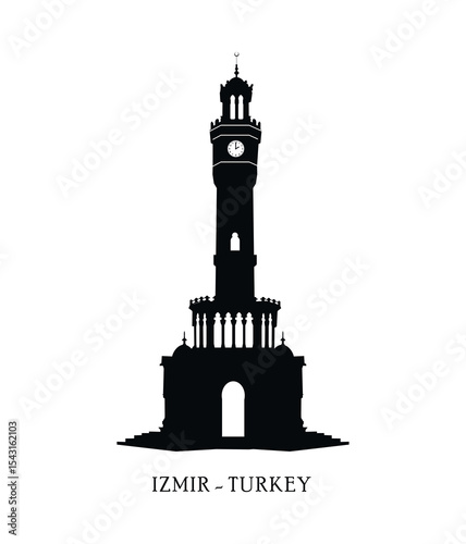 Turkey, izmir, konak. Clock Tower, landmark Turkey of Izmir city, travel icon
