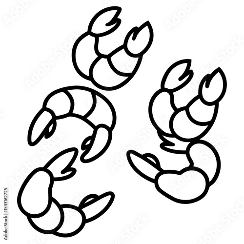 "A-A Collection 6 Set of Fried Shrimp Isolated | Generative AI Vector & Linocut Silhouette Design"