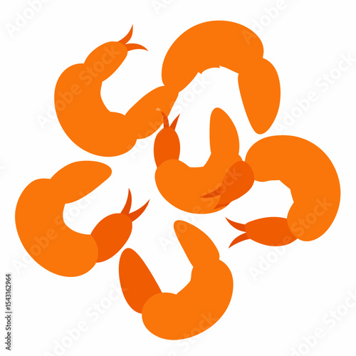 "A-A Collection 6 Set of Fried Shrimp Isolated | Generative AI Vector & Linocut Silhouette Design"