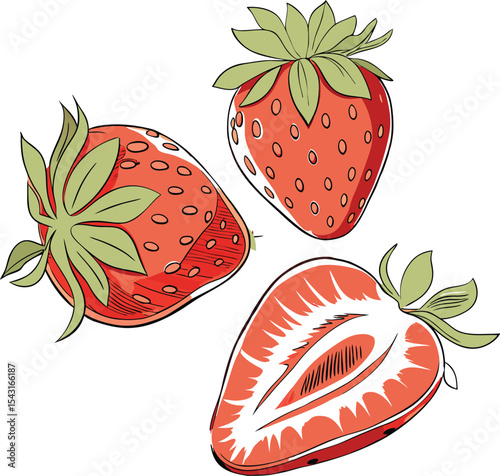 High-Resolution Photorealistic Strawberries with Realistic Texture and Clean White Background