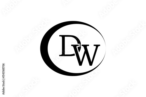 This is a logo of the letters DW and ellipse suitable for use in logo designs for book printing companies, paper, tissue, paint, textiles, garments, plastic, warehouses, print media, visual media.