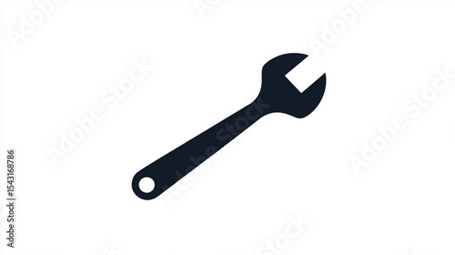 Simple black vector logo of open wrench on white background, tool icon