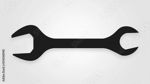 Simple black vector logo of open wrench on white background, tool icon