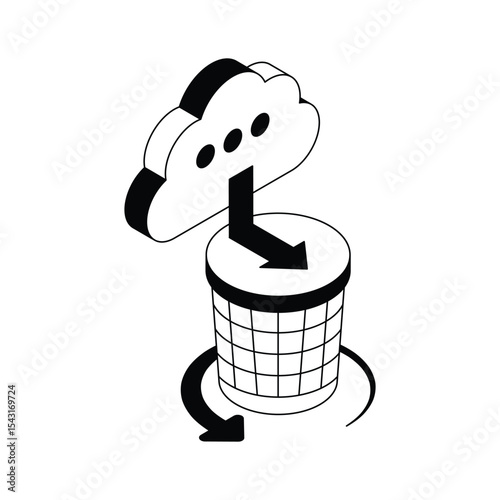 An icon of cloud backup designed in isometric style