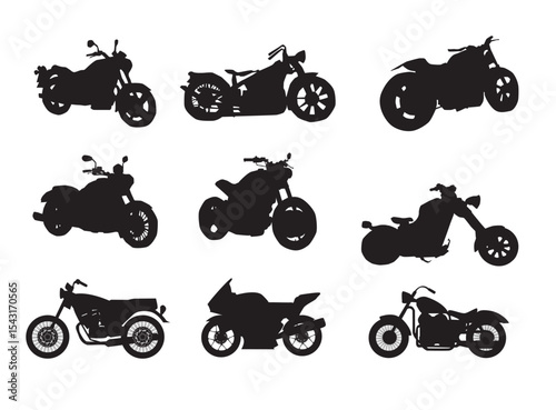 set of silhouettes of motorcycles
