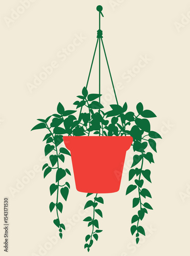 Hanging Potted Plant with Green Leaves

