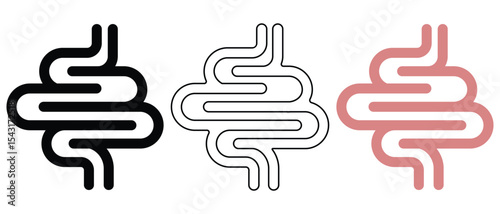 Intestine icon vector design. Silhouette of small intestine symbol.  Human anatomy, digestion sign guts or intestinal tract vector illustration.