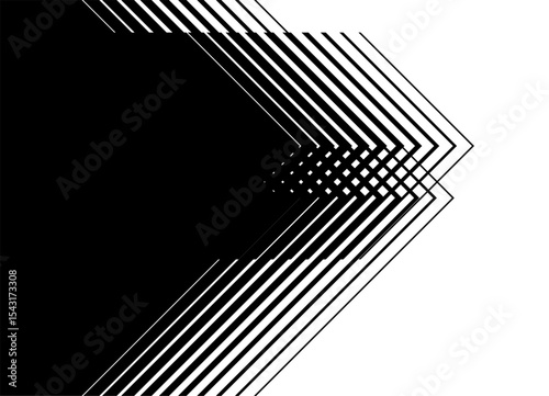 Vector transition from black to white. Striped pattern of thin broken lines for poster, cover, packaging, advertisement. Modern vector background. Design element