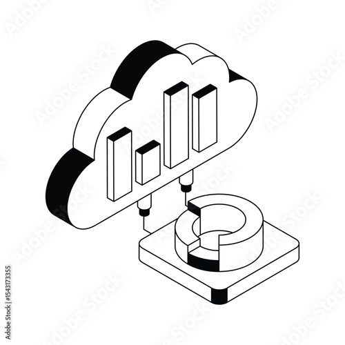 Have a look at this amazing isometric icon of cloud statistics
